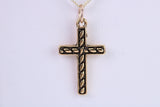 24 mm Long Cross Necklace, Made from Solid Cast Yellow Gold with High Polished Finish, British Hallmarked