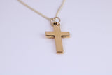 24 mm Long Cross Necklace, Made from Solid Cast Yellow Gold with High Polished Finish, British Hallmarked
