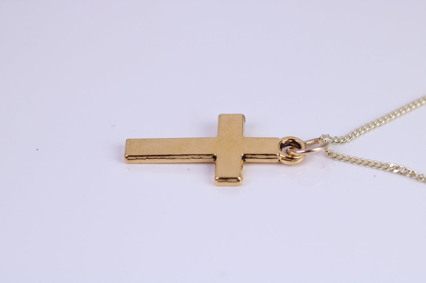 24 mm Long Cross Necklace, Made from Solid Cast Yellow Gold with High Polished Finish, British Hallmarked