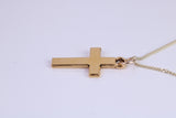 24 mm Long Cross Necklace, Made from Solid Cast Yellow Gold with High Polished Finish, British Hallmarked
