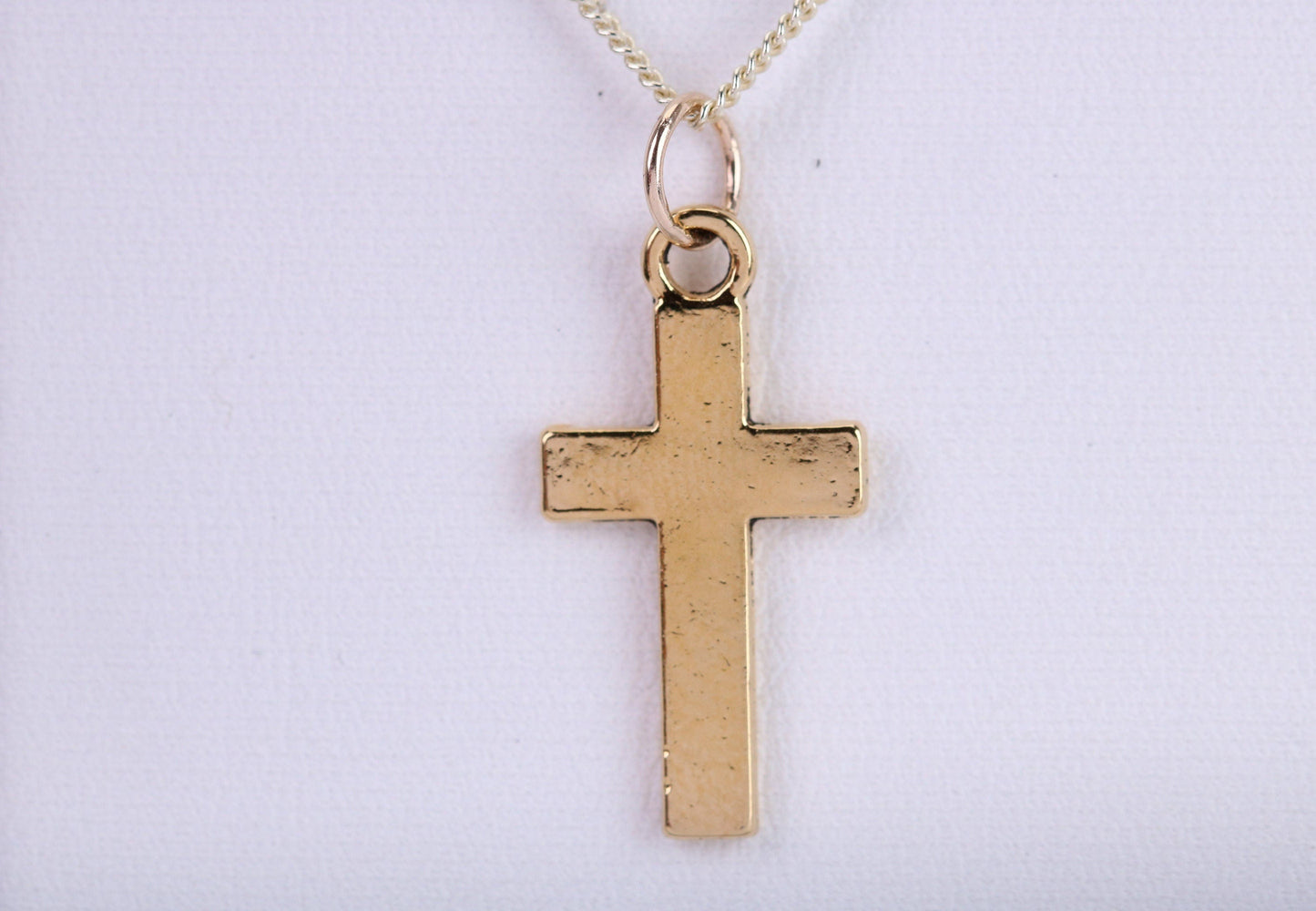 24 mm Long Cross Necklace, Made from Solid Cast Yellow Gold with High Polished Finish, British Hallmarked