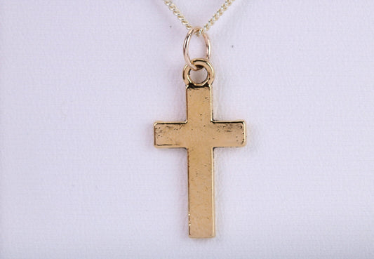 24 mm Long Cross Necklace, Made from Solid Cast Yellow Gold with High Polished Finish, British Hallmarked
