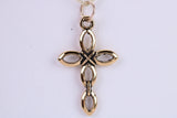 28 mm Long Cross Necklace, Made from Solid Cast Yellow Gold with High Polished Finish, British Hallmarked