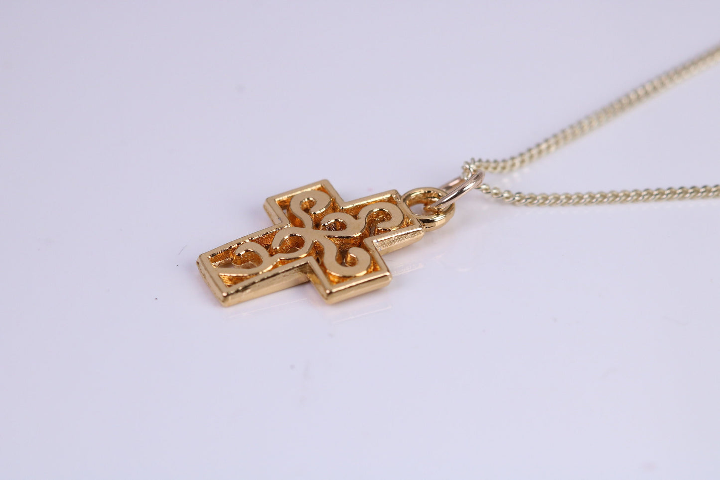 20 mm Long Cross Necklace, Made from Solid Cast Yellow Gold with High Polished Finish, British Hallmarked