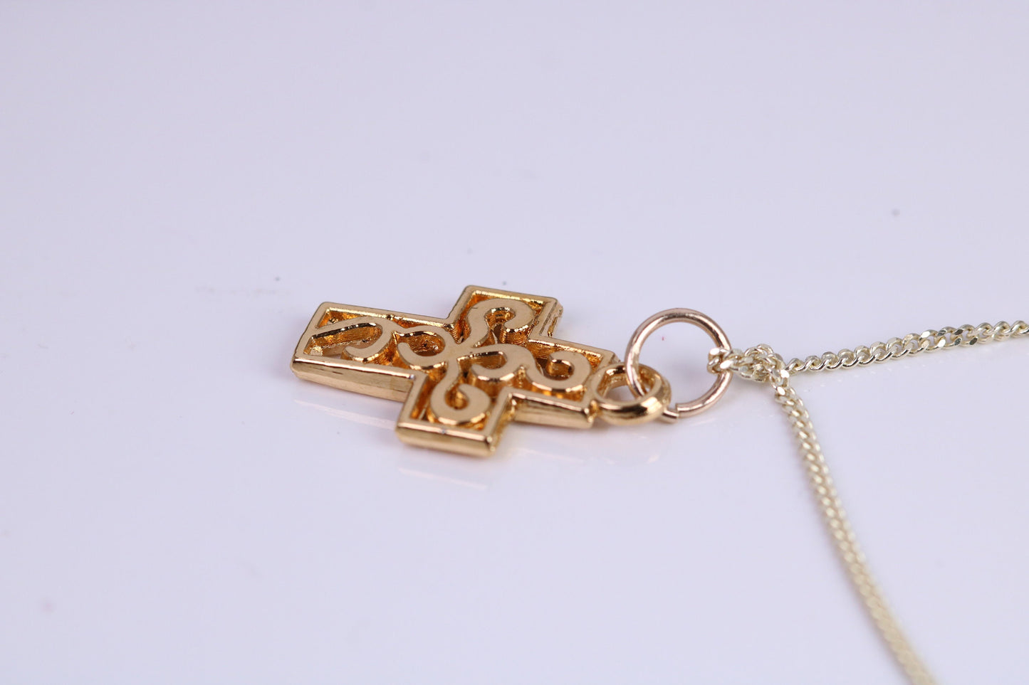 20 mm Long Cross Necklace, Made from Solid Cast Yellow Gold with High Polished Finish, British Hallmarked