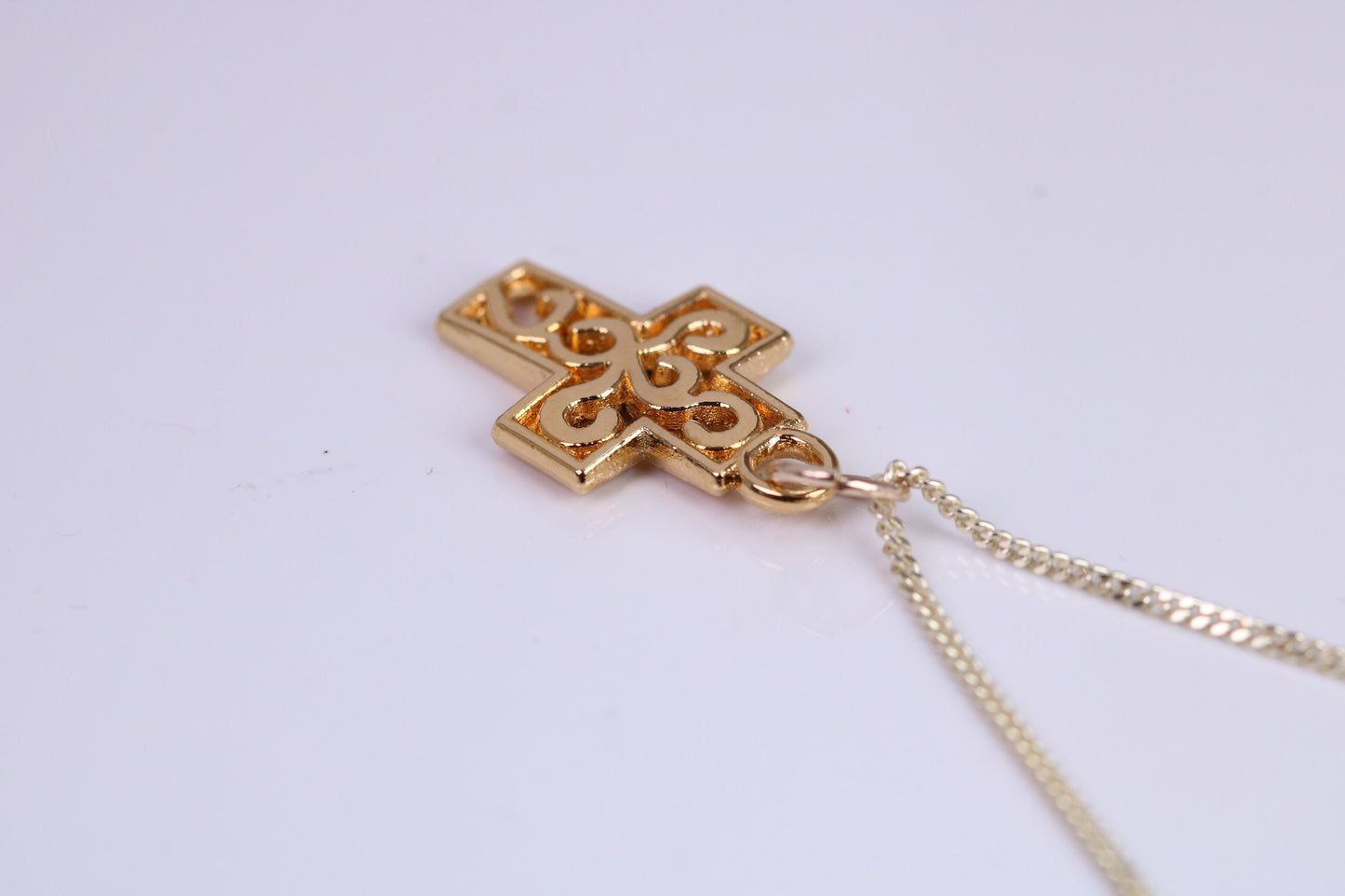 20 mm Long Cross Necklace, Made from Solid Cast Yellow Gold with High Polished Finish, British Hallmarked