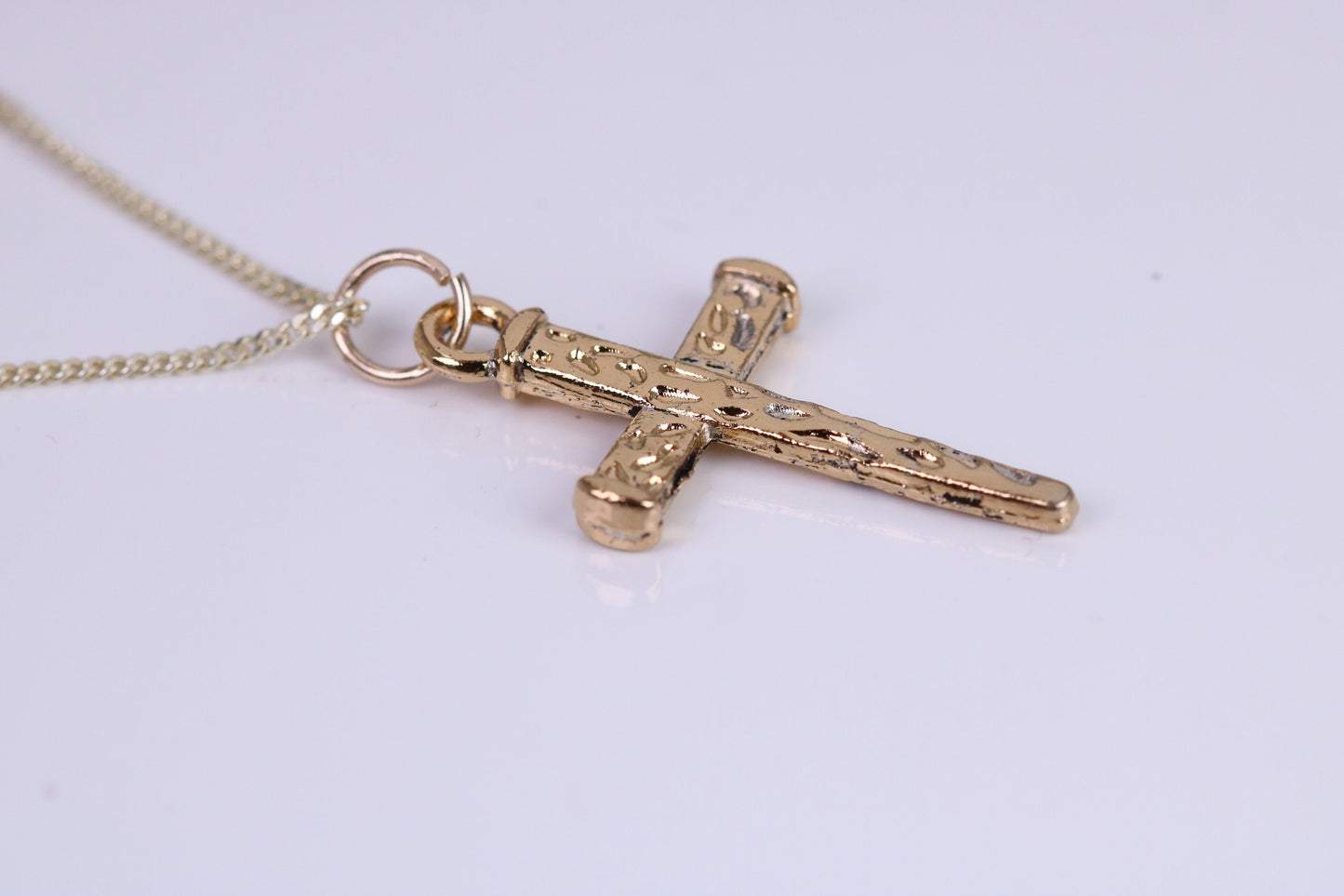 29 mm Long Cross Necklace, Made from Solid Cast Yellow Gold with High Polished Finish, British Hallmarked