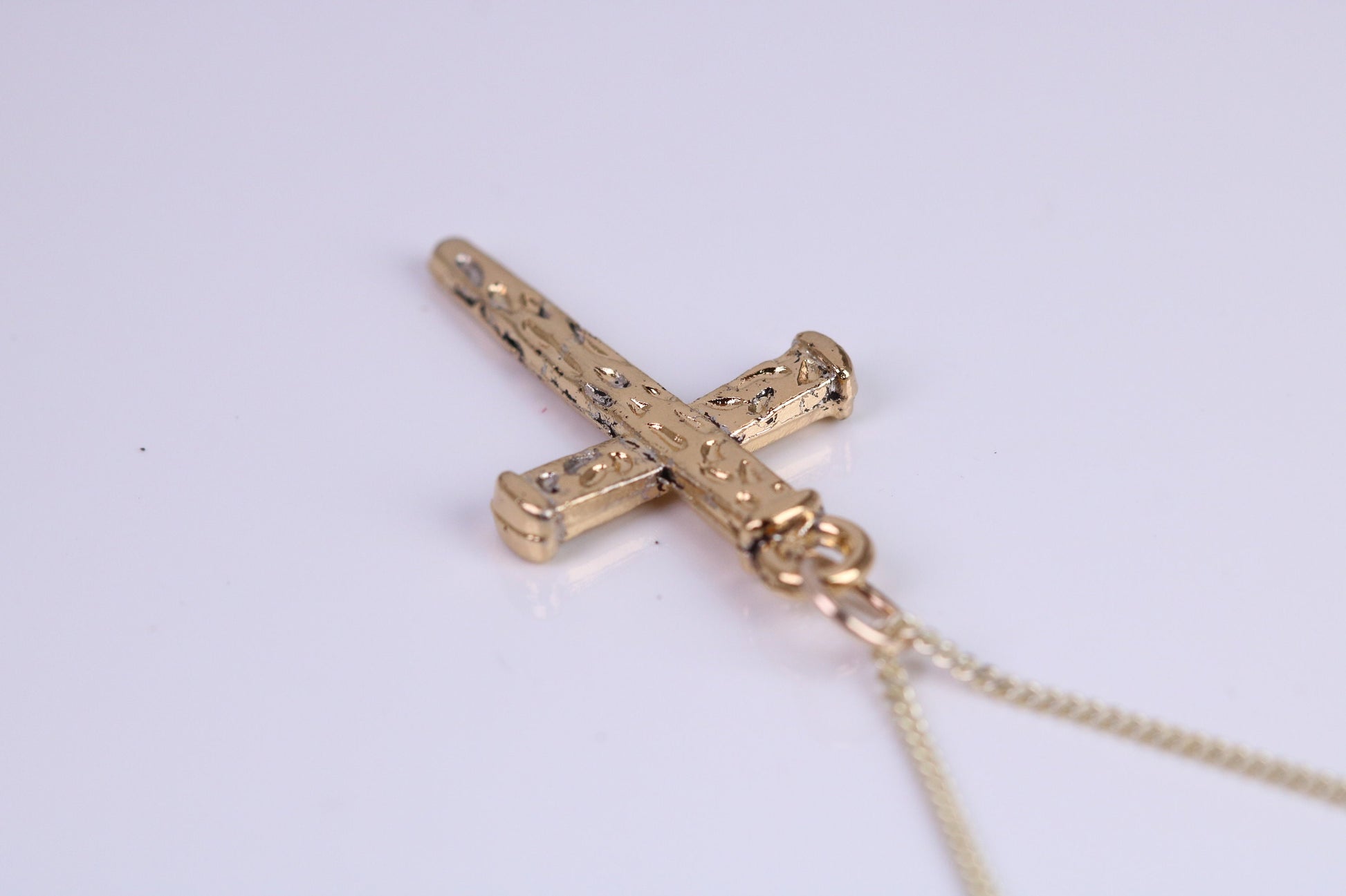 29 mm Long Cross Necklace, Made from Solid Cast Yellow Gold with High Polished Finish, British Hallmarked