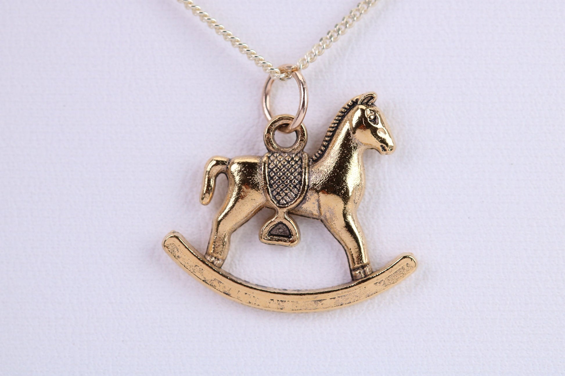 Rocking Horse Necklace, made from solid Cast Yellow Gold, British Hallmarked