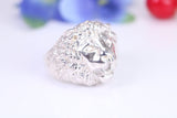 Lions head ring, made from solid cast silver, British Hallmarked