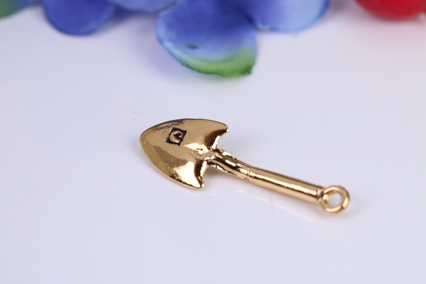 Garden Shovel Charm, Traditional Charm, Made from Solid Cast Yellow Gold, British Hallmarked