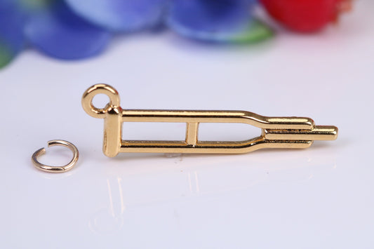 Crutch Charm, Traditional Charm, Made from Solid Cast Yellow Gold, British Hallmarked