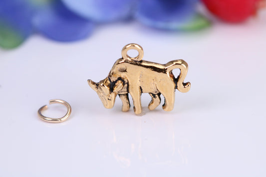 Cow Charm, Traditional Charm, Made from Solid Cast Yellow Gold, British Hallmarked