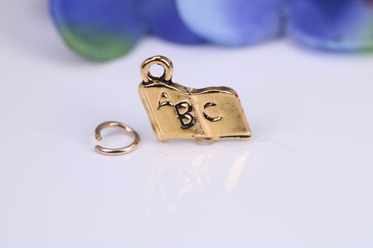 Reading Book Charm, Traditional Charm, Made from Solid Cast Yellow Gold, British Hallmarked