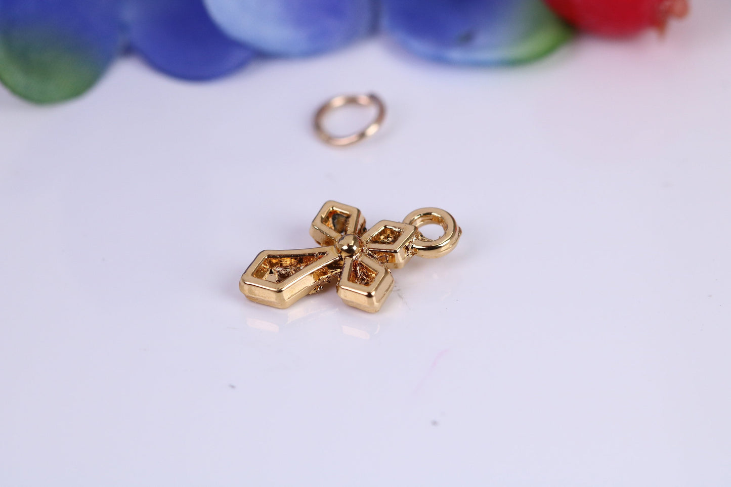 Cross Charm, Traditional Charm, Made from Solid Cast Yellow Gold, British Hallmarked