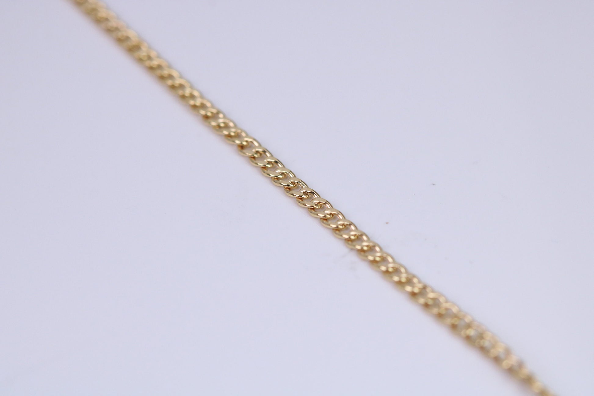 Flat Diamond cut Curb Link Chain, 9ct Yellow Gold, 18 Inches Long, British Hallmarked