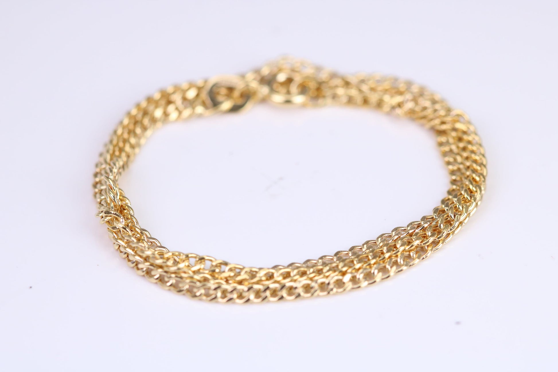 Flat Diamond cut Curb Link Chain, 9ct Yellow Gold, 18 Inches Long, British Hallmarked