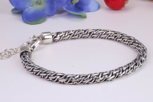 Gents heavy Bracelet, made from solid Sterling Silver, 8.50 Inches Long x 5 mm wide, British Hallmarked
