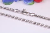 Gents heavy 22 inch Chain, Twisted Rope Chain, made from solid Sterling Silver, 22 Inches Long x 3 mm wide, British Hallmarked