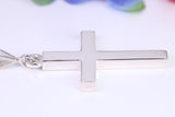 Very Large 65 mm Long Chunky Cross, High Polished Finish, Made From Solid Cast Silver, Optional Silver Chain Included, British Hallmarked