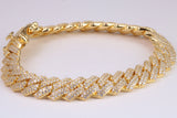 Gents Heavy Curb Link Bracelet, Made from solid Sterling Silver, 8.50 Inches Long and 9 mm Wide, British Hallmarked, 18ct Gold Plated