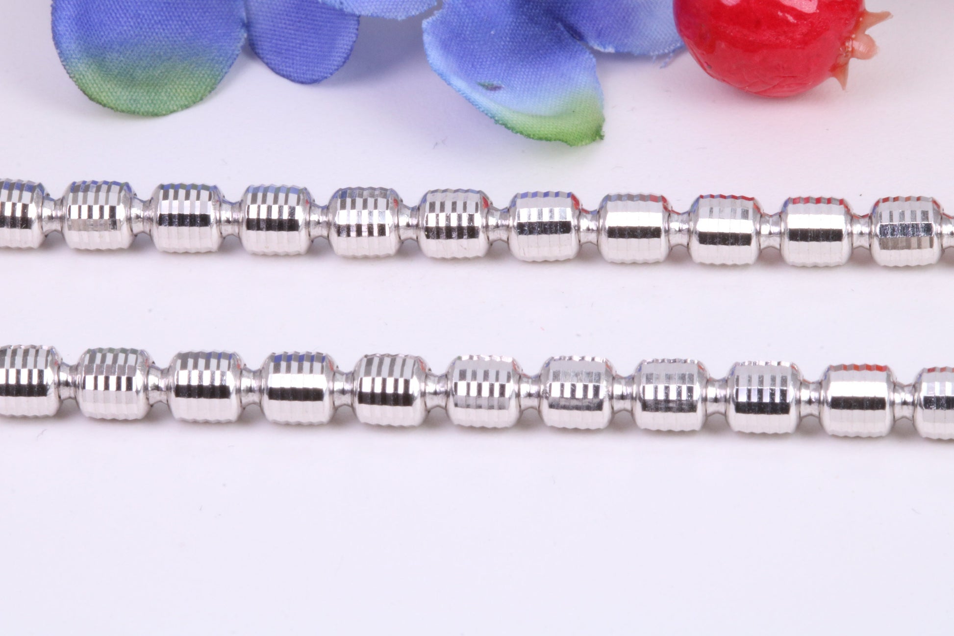 Gents heavy 17 inch Chain, Flat Diamond cut Curb Links, made from solid Sterling Silver, 17 Inches Long x 5 mm wide, British Hallmarked