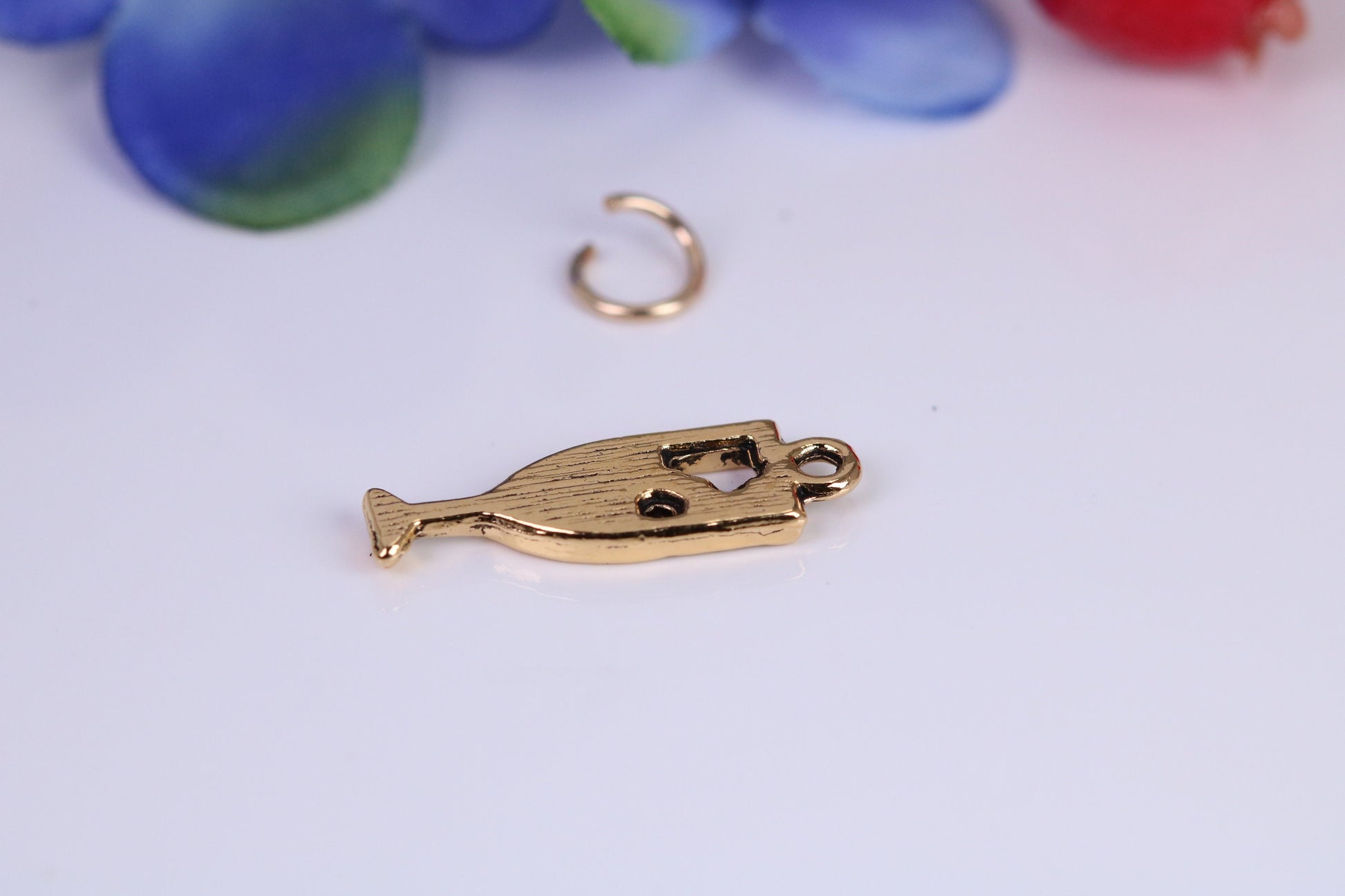 Champagne Flute Charm, Traditional Charm, Made from Solid Cast Yellow Gold, British Hallmarked