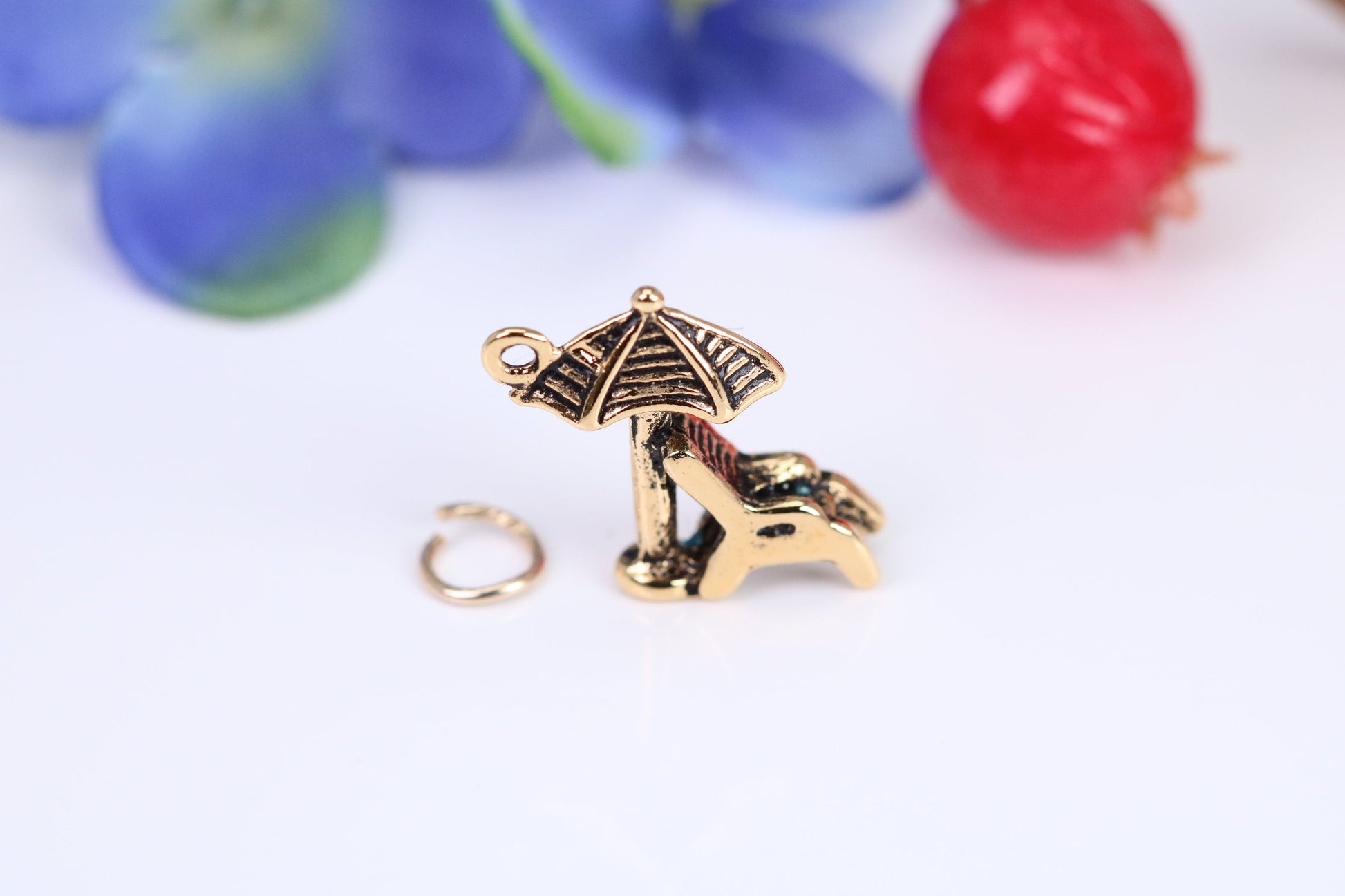 Sun Lounger Charm, Traditional Charm, Made from Solid Cast Gold, British Hallmarked