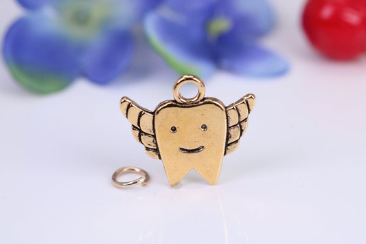 Tooth Fairy Charm, Traditional Charm, Made from Solid Cast Yellow Gold, British Hallmarked