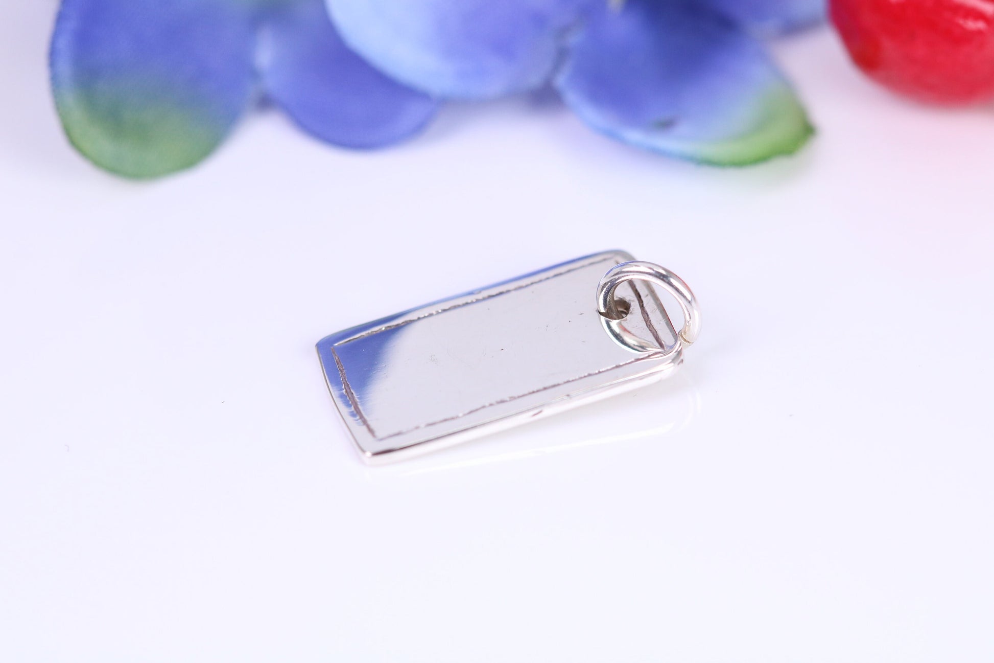 Name Tag Charm / Pendant, Made from Solid 925 Grade Sterling Silver, Complete with Attachment Link