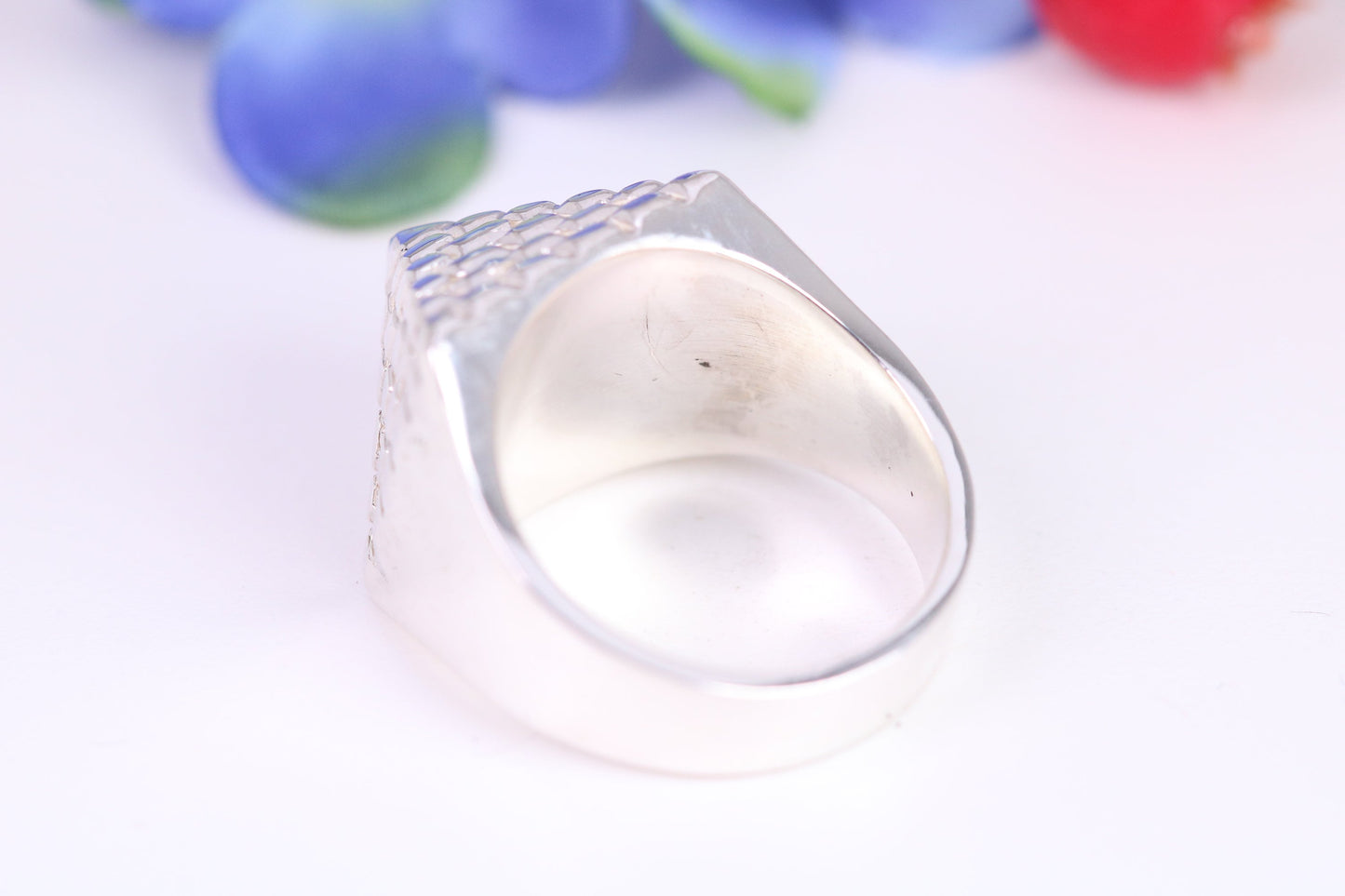 Large and heavy Pyramid ring, made from solid cast silver, British Hallmarked