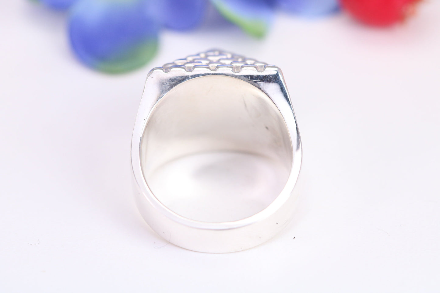 Large and heavy Pyramid ring, made from solid cast silver, British Hallmarked