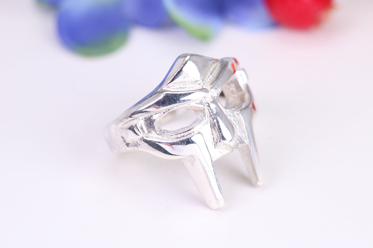 Mask Ring, made from solid cast Silver, British Hallmarked
