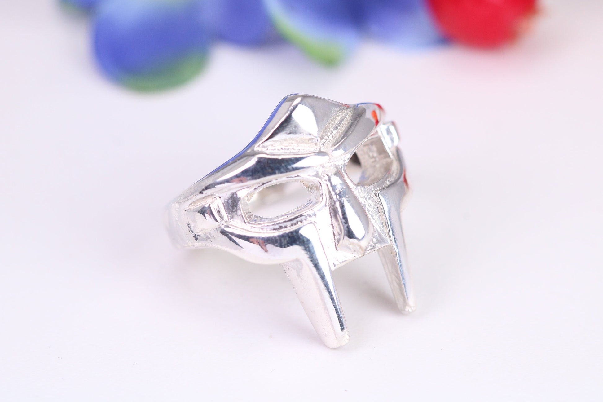 Mask Ring, made from solid cast Silver, British Hallmarked