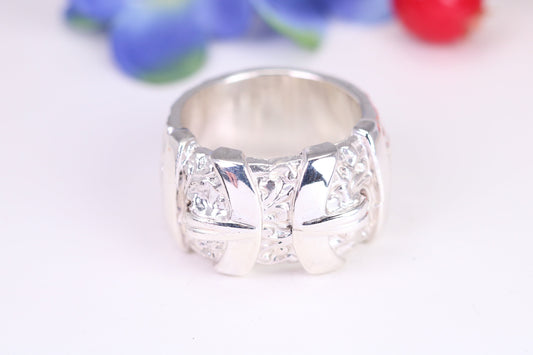Very large and very very heavy Buckle ring, made from solid cast silver, British Hallmarked