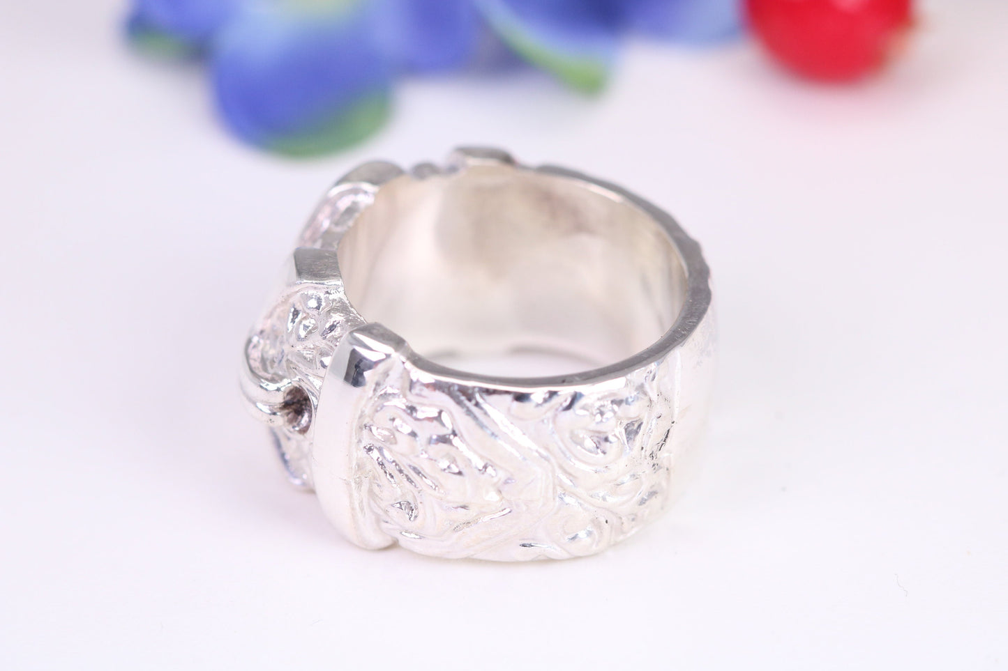 Very large and very very heavy Buckle ring, made from solid cast silver, British Hallmarked
