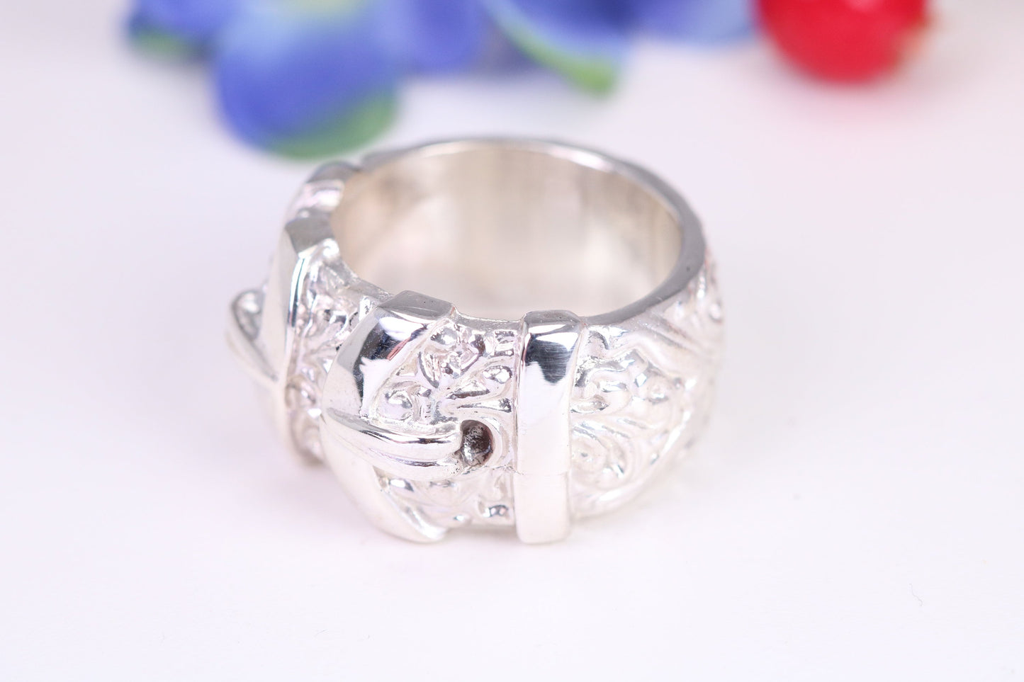 Very large and very very heavy Buckle ring, made from solid cast silver, British Hallmarked