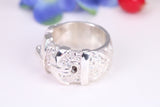 Very large and very very heavy Buckle ring, made from solid cast silver, British Hallmarked