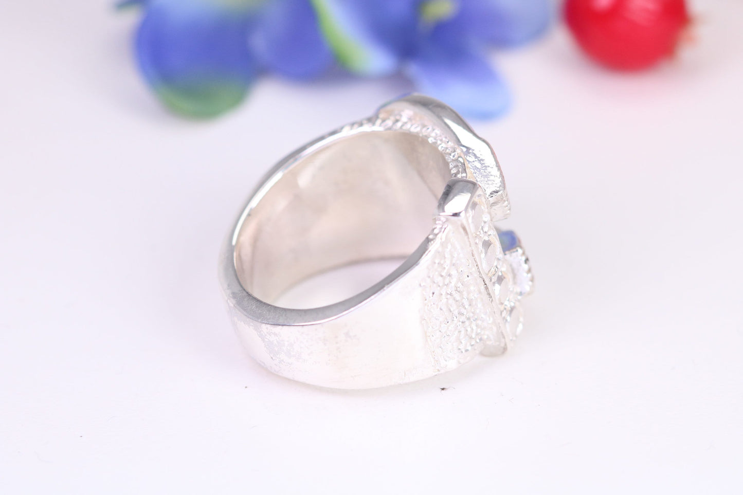 Large and very heavy Buckle ring, made from solid cast silver, British Hallmarked