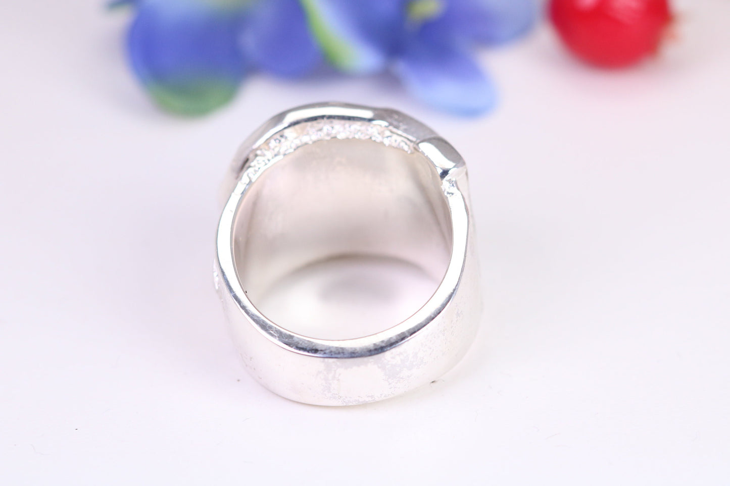 Large and very heavy Buckle ring, made from solid cast silver, British Hallmarked