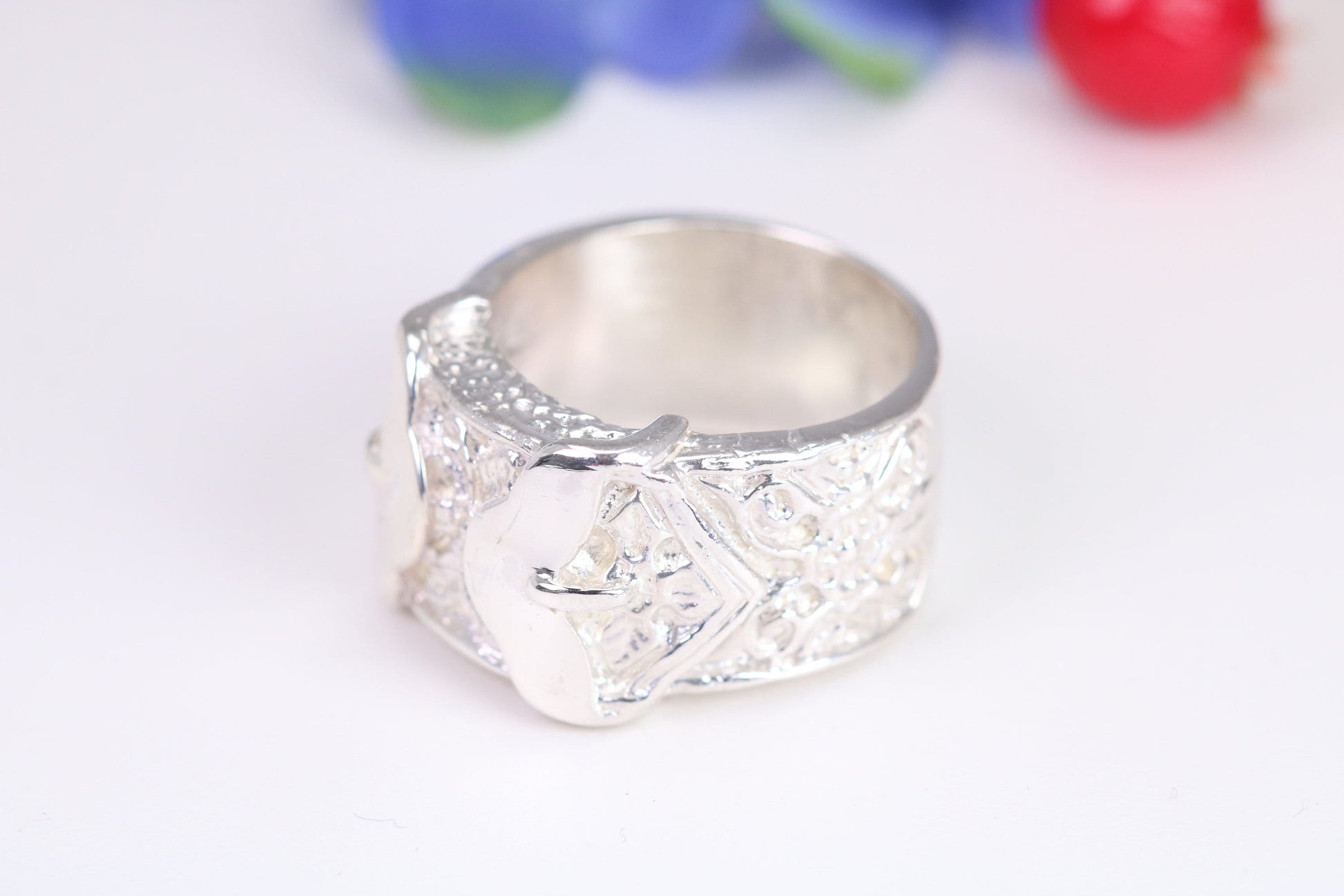 Very large and very very heavy Buckle ring, made from solid cast silver, British Hallmarked