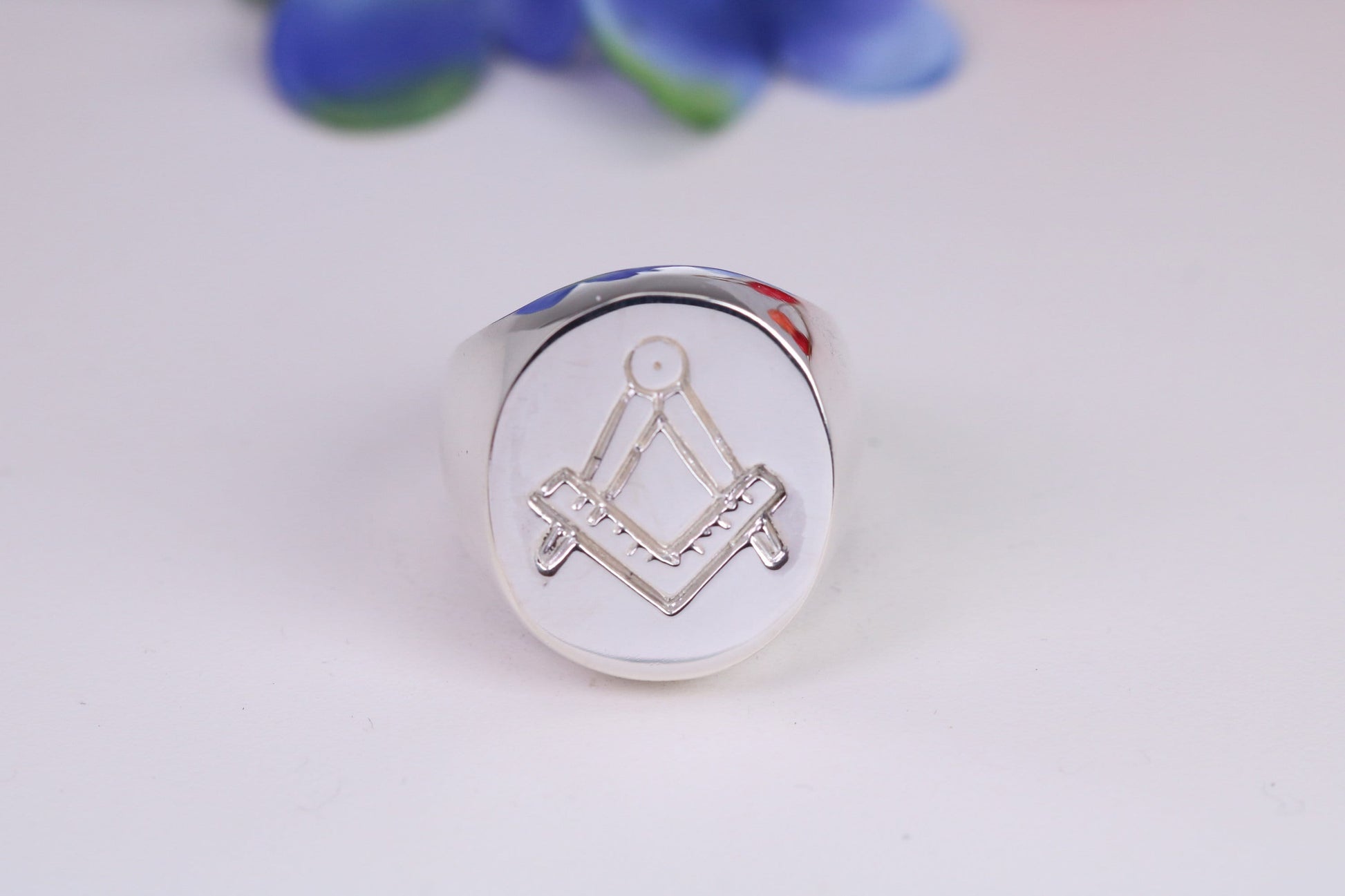 Large Oval Face Masonic ring, made from solid cast sterling silver, British hallmarked