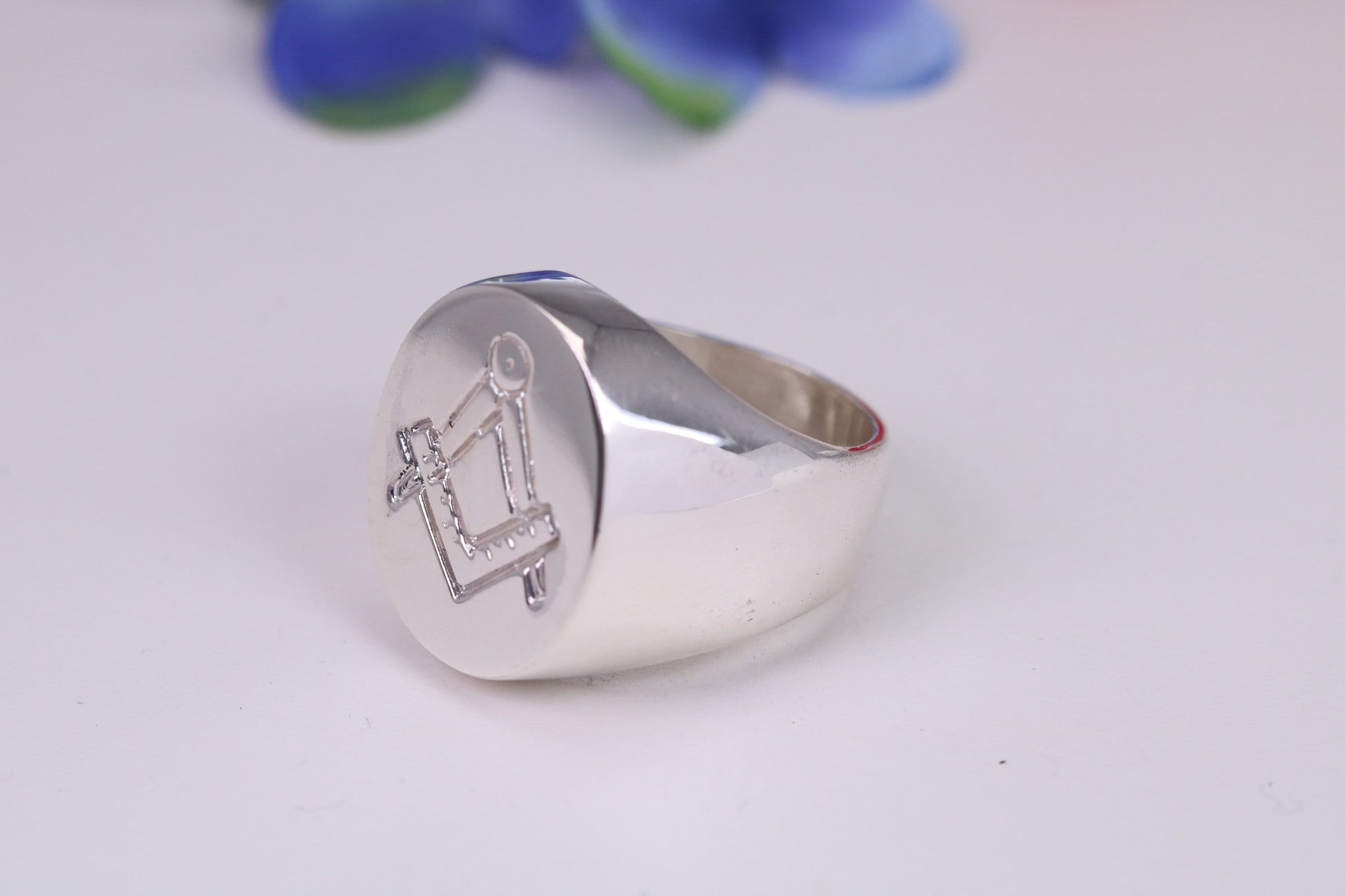 Large Oval Face Masonic ring, made from solid cast sterling silver, British hallmarked