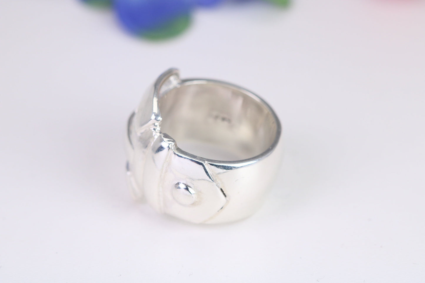 Large and very heavy Buckle ring, made from solid cast Silver, British hallmarked