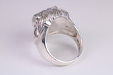Very large and heavy Lions head ring, made from solid cast silver, British Hallmarked
