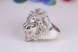 Very large and heavy Lions head ring, made from solid cast silver, British Hallmarked