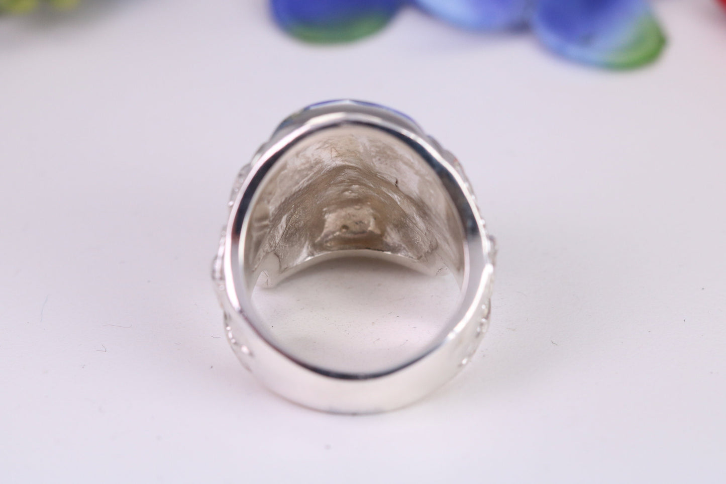 Very large detailed Skull ring, made from solid cast silver, British Hallmarked