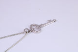 Natural Diamonds set Key Necklace, solid White Gold Pendant with 18 inch long Chain