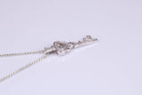 Natural Diamonds set Key Necklace, solid White Gold Pendant with 18 inch long Chain
