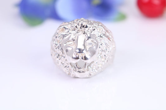 Lions head ring, made from solid cast silver, British Hallmarked